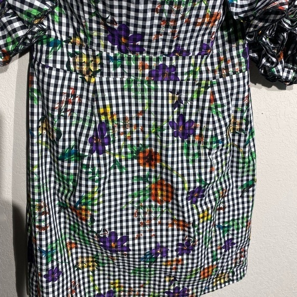 ROMEO+JULIET COUTURE Black Gingham Floral Puff Ruffle Sleeve Mini Dress Size S - Picture 5 of 11
